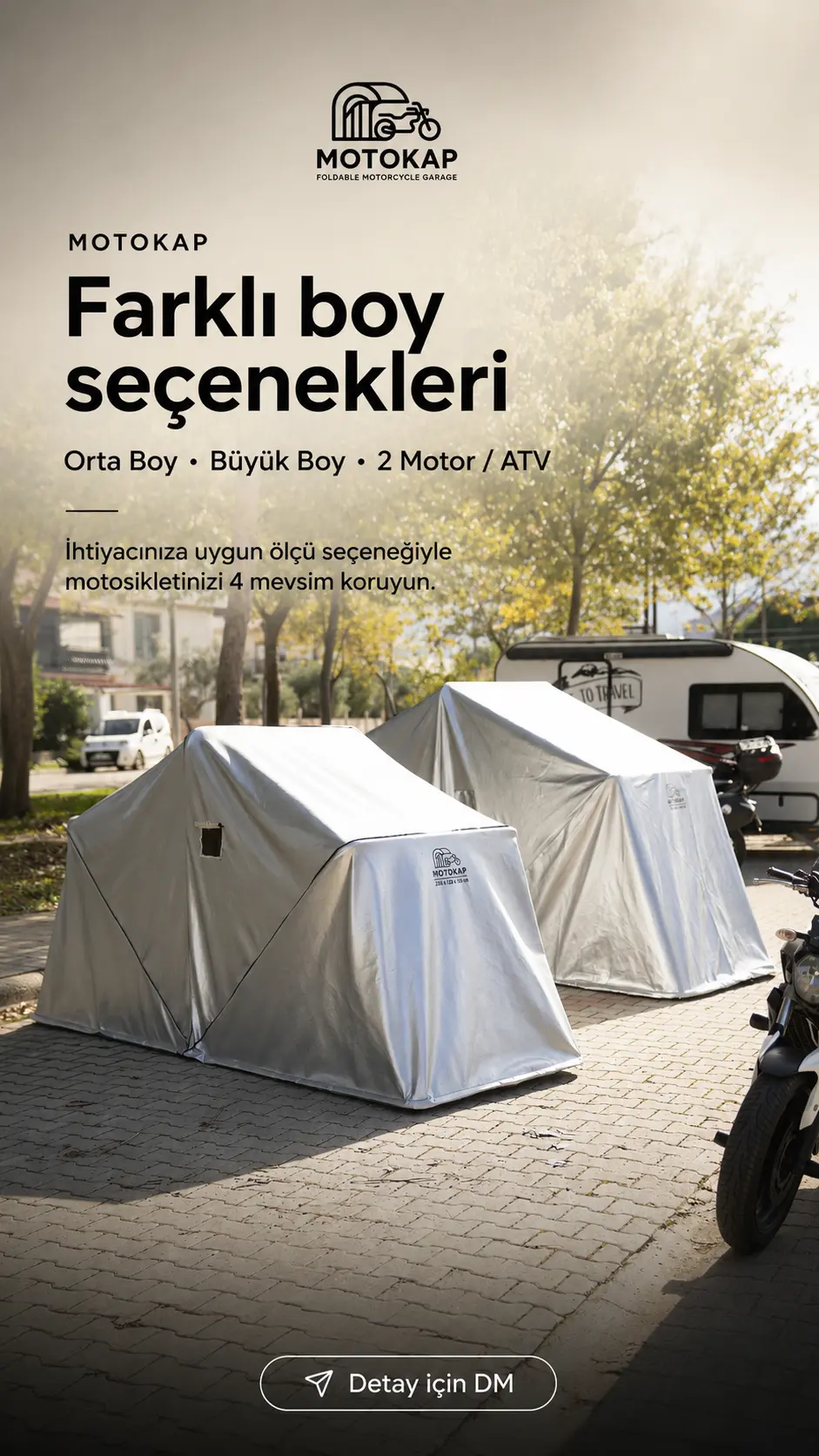 MotoKap - Farklı boy seçenekleri